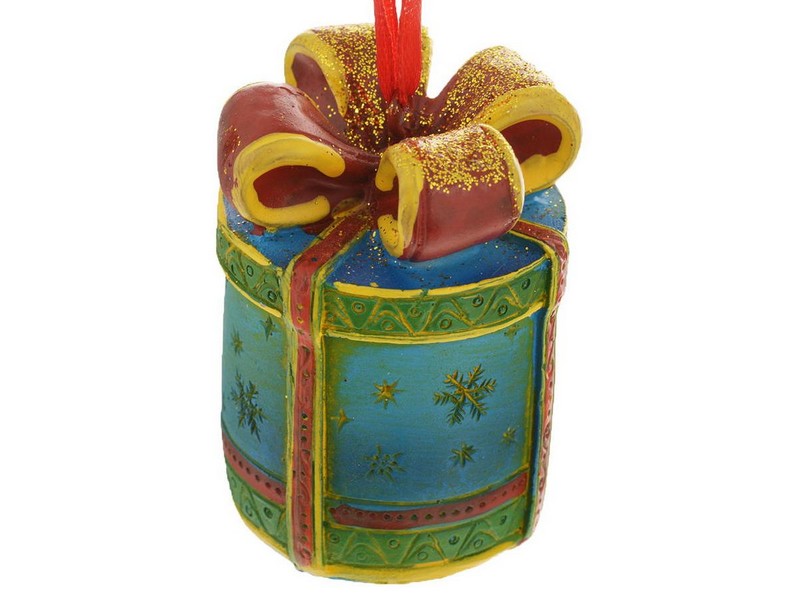 Донецк игрушка оптом Подвеска елочная ПОДАРОК из полирезины 6,2см 34597