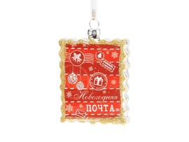 Подвеска елочная КРАСНАЯ МАРКА из стекла 9,3см 87225 доставка оптом в Донецк