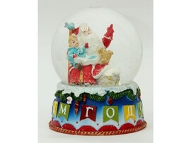 Водяной шар со снегом ДЕД МОРОЗ И МАЛЬЧИК 13,5см 35241 доставка оптом в Донецк