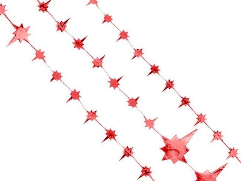 Донецк игрушка оптом Бусы на елку КРАСНЫЕ ЗВЕЗДЫ 2,7м в пак. 78855