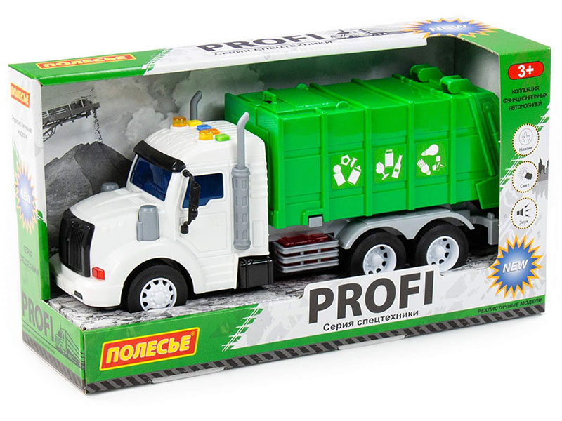 "Профи", автомобиль коммунальный инерционный (со светом и звуком) (зелёный) (в коробке)