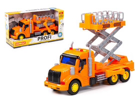 "Профи", автомобиль с подъёмником инерционный 34 см (свет и звук) (оранжевый) (в коробке)