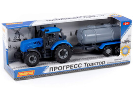 Трактор "Прогресс" с прицепом-цистерной 39 см инерционный (синий) (в коробке)