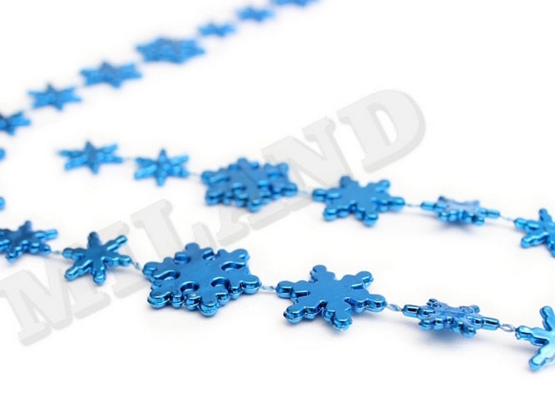 Донецк игрушка оптом Бусы на ёлку "СНЕЖИНКИ" 2,7 м синие НУ-6753