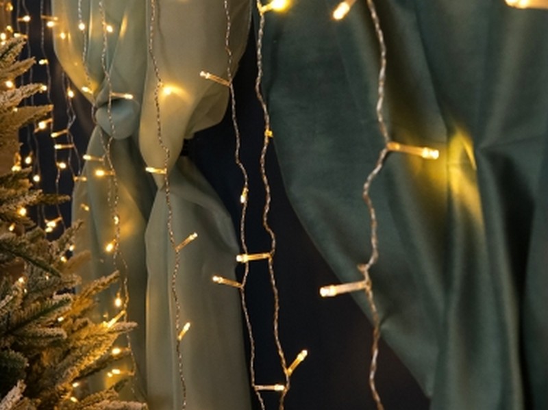 Донецк игрушка оптом Гирлянда ЗАНАВЕС 3*2 м, 400 теплых белых ламп, прозрачная нить, 8 режимов НУ-3657