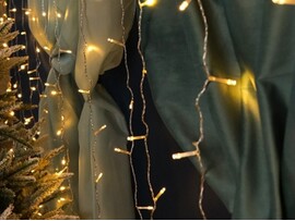 Гирлянда ЗАНАВЕС 3*2 м, 400 теплых белых ламп, прозрачная нить, 8 режимов НУ-3657 доставка оптом в Донецк