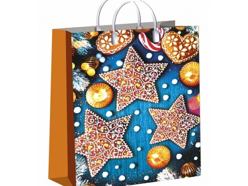 Донецк игрушка оптом Пакет пластиковый с пластиковой ручкой «ПРЯНИЧНЫЕ ЗВЕЗДЫ» 30*40см