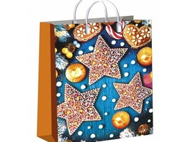 Пакет пластиковый с пластиковой ручкой «ПРЯНИЧНЫЕ ЗВЕЗДЫ» 30*40см доставка оптом в Донецк
