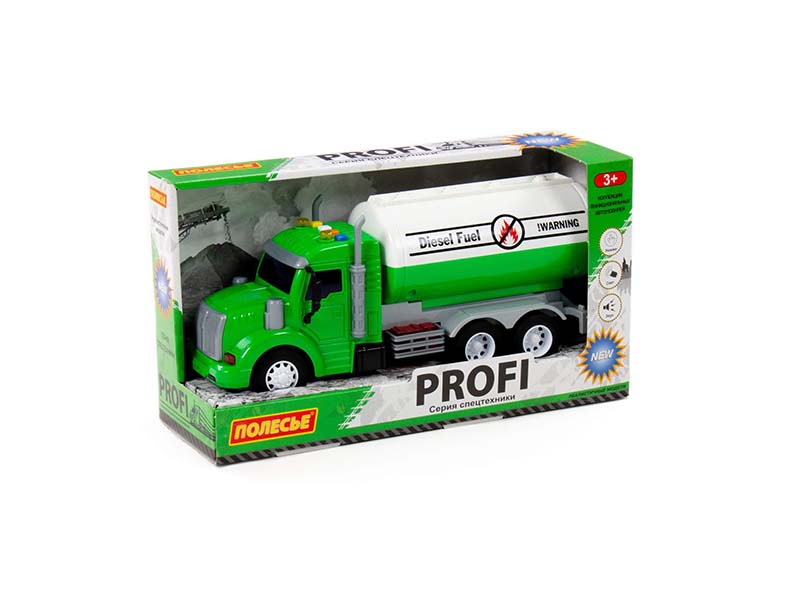 "Профи", автомобиль с цистерной инерционный 34 см (свет и звук) (зелёный) (в коробке)