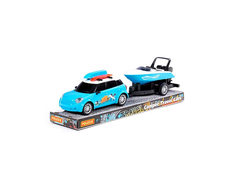 Автомобиль "Круиз" с катером на прицепе (в лотке)