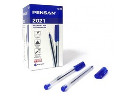 Ручка масляная «PENSAN» прозрачный трехгранный корпус 1 мм СИНЯЯ (50шт/уп) доставка оптом в Донецк