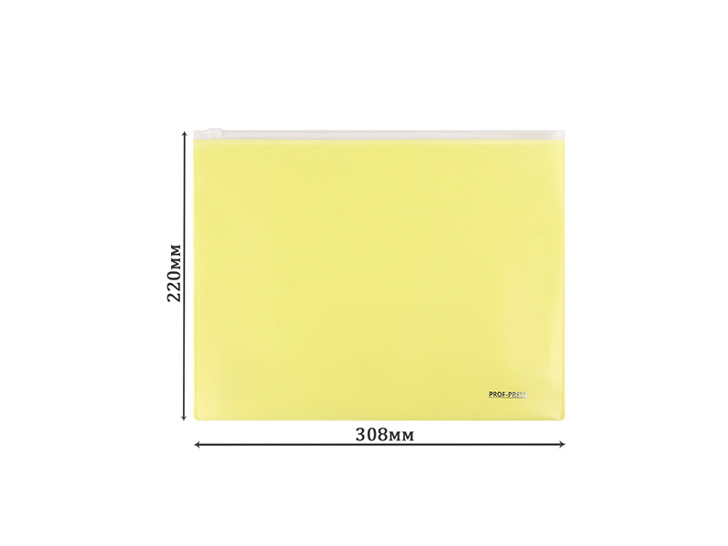 Папка-конверт на молнии А4, 180мкм, желтый. ПК-3044