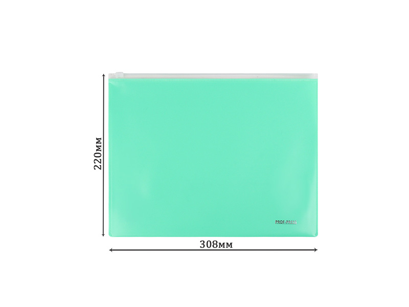 Папка-конверт на молнии А4, 180мкм, зеленый. ПК-3046