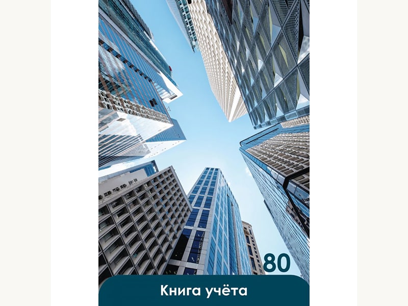 Книга учёта 80л. Небоскребы и небо, 200х298, клетка, 7БЦ, гл. лам., офсет. 80-5640