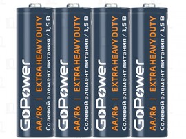 Батарейки пальчиковые GoPower (солевые, 1,5V) 4шт/уп доставка оптом в Донецк