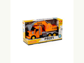 "Профи", автомобиль-экскаватор 33 см инерционный (свет и звук) (оранжевый) (в коробке)