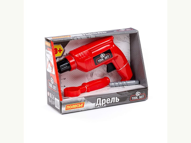 Дрель игрушечная 19*23 см (красная) (в коробке)