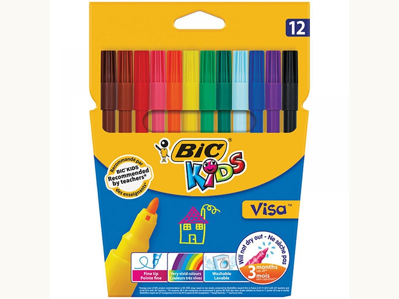 Фломастеры Bic Kids "Visa" 12 цв., смываемые