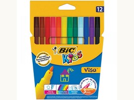 Фломастеры Bic Kids "Visa" 12 цв., смываемые