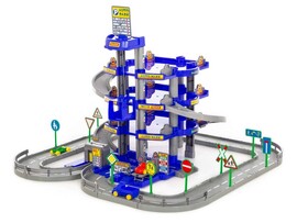 Паркинг 4-уровневый с дорогой и автомобилями синий в коробке доставка оптом в Донецк