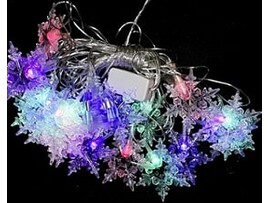 Гирлянда Хрустальные снежинки, мульти, нить диод, 3м, проз.пр, с переходн.