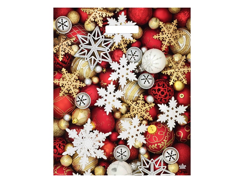 Пакет п/э выруб. «Шарики и снежинки» 45*38 см (кратно 50)