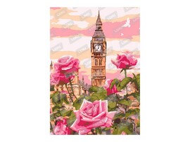 Картина на картоне с красками 20х28,5 см по номерам. ВЕСЕННИЙ ЛОНДОН доставка оптом в Донецк