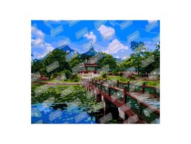 Картина на картоне с красками 40х50 см по номерам. ДВОРЦОВЫЙ КОМПЛЕКС КЕНБОККУН доставка оптом в Донецк