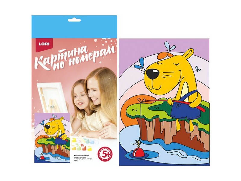 Донецк игрушка оптом Картина на картоне с красками 20х28,5 см по номерам. СМЕЛЫЙ РЫБАК