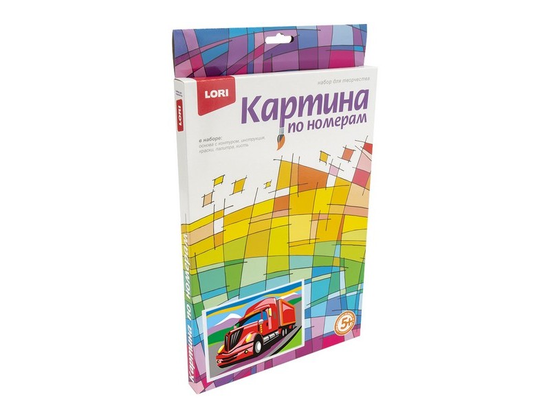 Донецк игрушка оптом Картина на картоне с красками 20х28,5 см по номерам. АМЕРИКАНСКИЙ ГРУЗОВИК