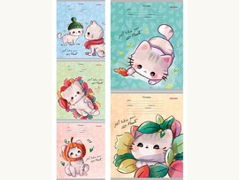 Тетрадь 12л. Коты кавайи, доп. кос. лин., мел. обл. 12-8940