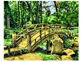 Холст с красками 40х50 см по номерам. МОСТИК В САДУ доставка оптом в Донецк