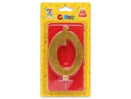 Свеча для торта золотой глиттер (большая) Цифра «0» С-1892 доставка оптом в Донецк