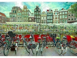 Алмазная мозаика 30х40 см ВЕСЕННИЙ АМСТЕРДАМ (с подр., с полн. заполн., блест.) доставка оптом в Донецк
