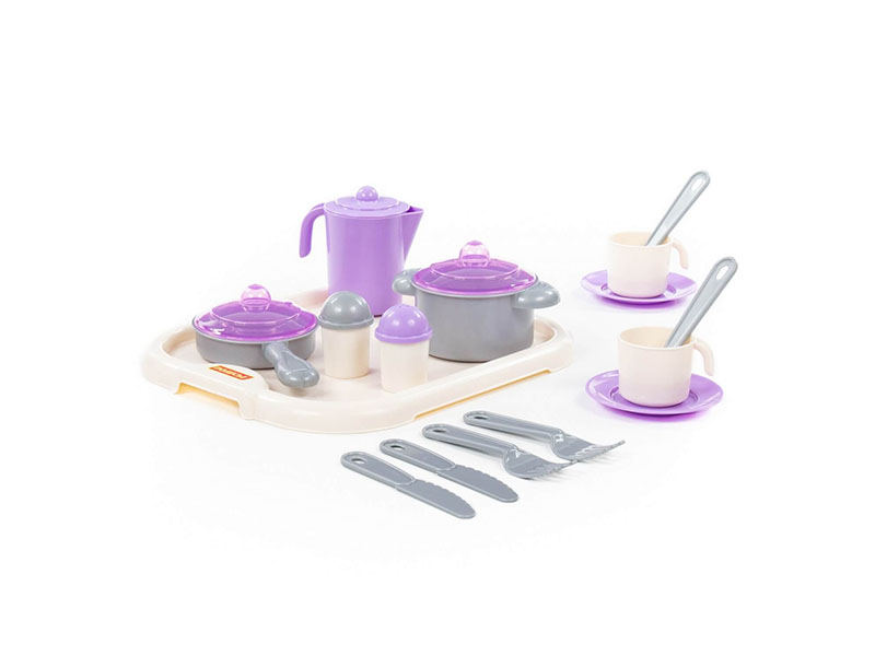 Набор детской посуды "Настенька" с подносом на 2 персоны