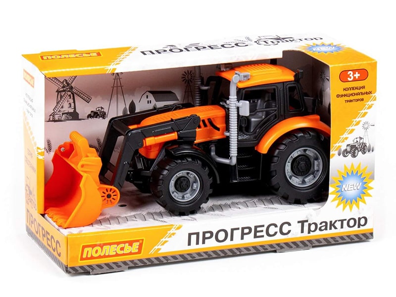 Погрузчик "Прогресс" 24 см инерционный (оранжевый) (в коробке)