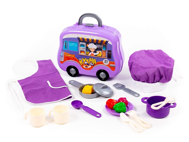 Набор детской посуды 21 эл. в чемоданчике на колёсиках