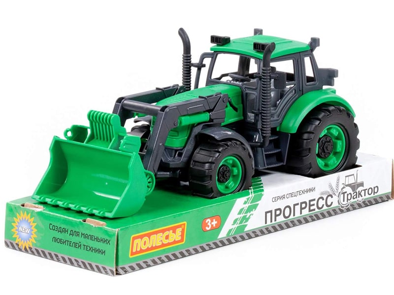Погрузчик "Прогресс" 24 см инерционный (зелёный) (в лотке)