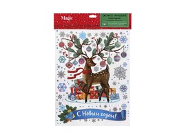 Оконное украшение МИЛЫЙ ОЛЕНЬ (ПВХ, декор. глиттер) с раскраской 30*38 см 88361 доставка оптом в Донецк