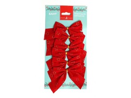 Набор ёлочных бантов КРАСНЫЙ БАРХАТ 8 см (6шт/уп) 88492 доставка оптом в Донецк