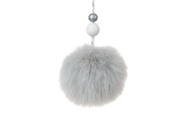 Подвеска елочная СЕРЫЙ ШАРИК из меха 8см 89509 доставка оптом в Донецк