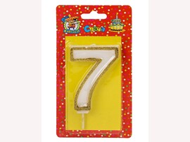 Свеча д/торта с золотой окант. глиттер Цифра 7 С-5951