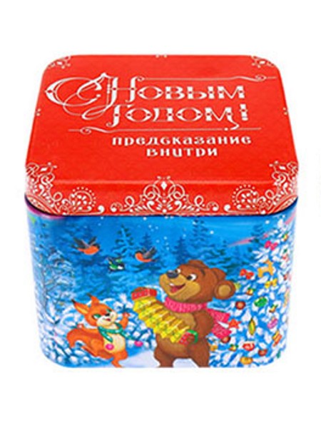 Донецк игрушка оптом Сундучок "Новогодний концерт" металл. с предсказаниями 7,5*7,5*6,5 см НУ-8995