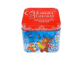 Сундучок "Новогодний концерт" металл. с предсказаниями 7,5*7,5*6,5 см НУ-8995 доставка оптом в Донецк