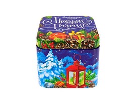 Сундучок "Новый год" металл. с предсказаниями 7,5*7,5*6,5 см НУ-8997 доставка оптом в Донецк