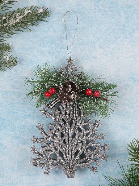 Донецк игрушка оптом Подвеска елочная «Елка с шишкой» 16 см НУ-5150