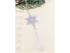 Подвеска елочная «Звезда» с бахромой белая 8 см НУ-5153 доставка оптом в Донецк