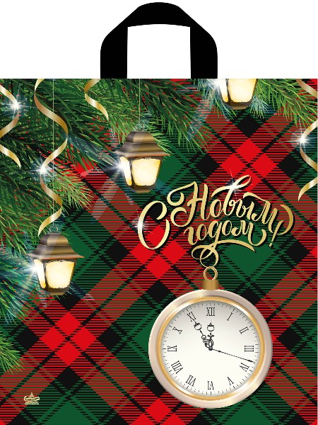 Донецк игрушка оптом Пакет полиэтиленовый с петлевой ручкой «ЧАСЫ И ФОНАРИ» 42*38см