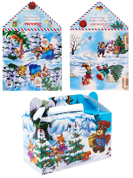 Донецк игрушка оптом Новогодний набор (письмо ДМ, письмо от ДМ, коробка-сундучок 500г) ПД-1126