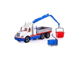 Автомобиль-кран с манипулятором "Майк" бело-синий в сеточке доставка оптом в Донецк